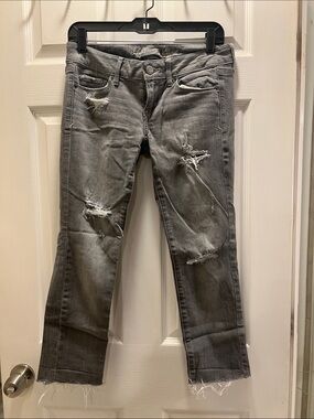 American Eagle Outfitters Gray Distressed Ankle Jeans